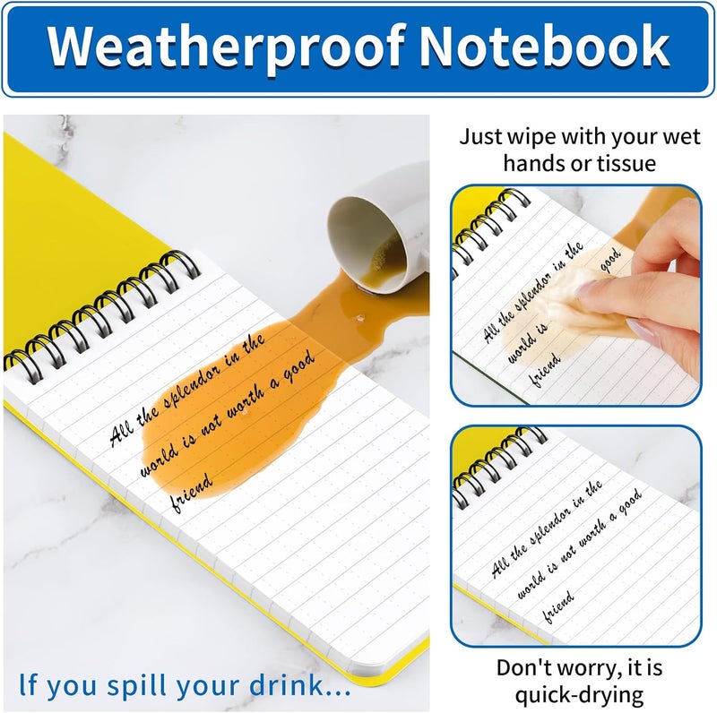 Coidea 3 Pack Waterproof Notebook, 3 x 5 Pocket Notepad, All Weather Small Pocket Notebook Paper, Mini Spiral Notepad Police Notepad 100 Lined Pages for Outdoor Office - Image 3
